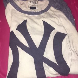 Pink Yankees 3/4 tee
